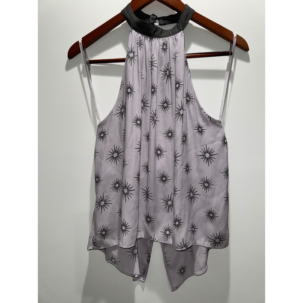 Free People Celestial Sunburst Halter Top Lavender Grey Open Back Witchy XS